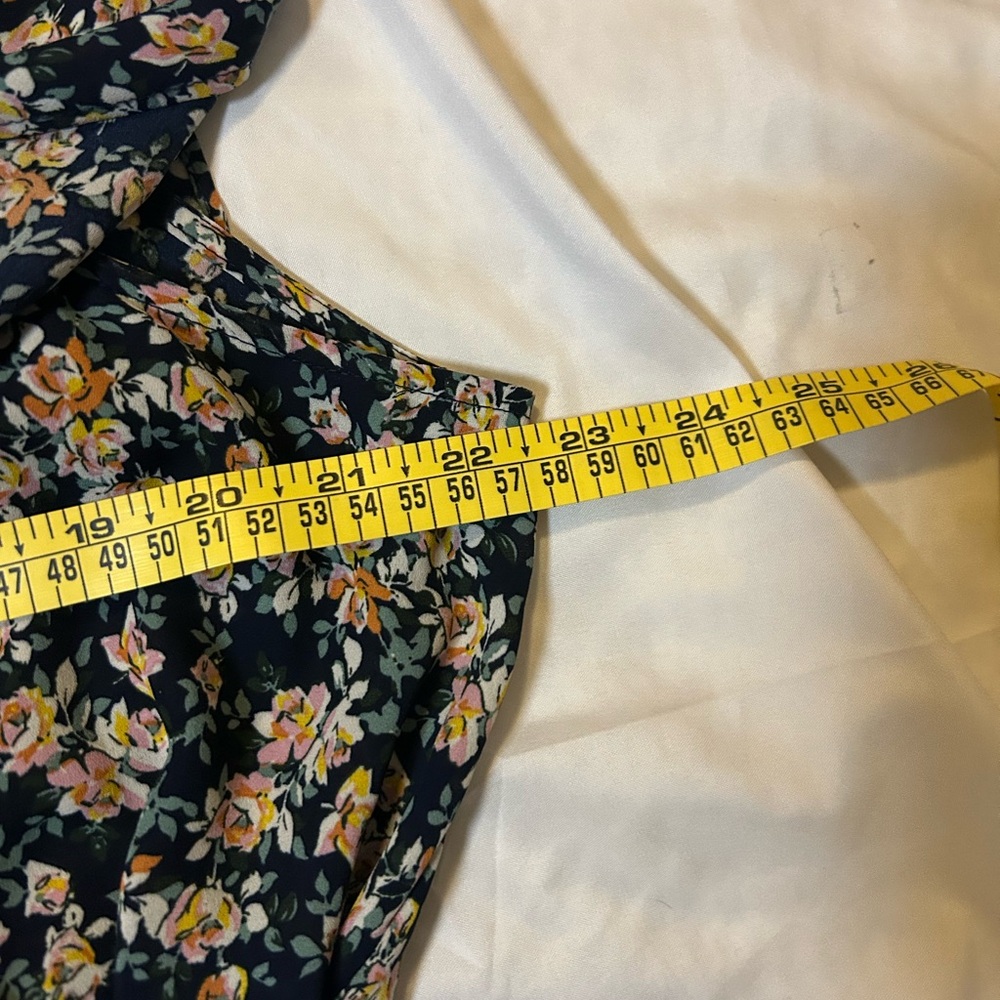 Max Studio Floral Print Ruffle Sleeve Tie Waist Dress Navy Pink Size 1X. NWOT - Picture 12 of 14